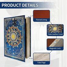 Decorative Book Box With Lid Vintage Fake Book Storage, Handmade Canvas With Gold Foil, Holder Elegant Home Office Decor Large Size Box - L/ZODIAC - 查看 5