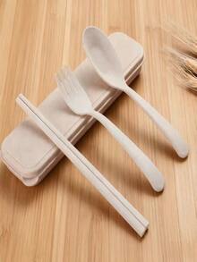 1/2/4 Sets Portable Reusable Striped Plastic Cutlery Set, 3-Piece Fork Spoon Knife Kit With Storage Case, Lightweight Smooth Finish Utensils For Camping Picnic Travel Office Lunch, Kitchen Daily Tableware For Adults, Back To School Supplies Christmas Gift Outdoor Party Essentials - 彩色 - 查看 8