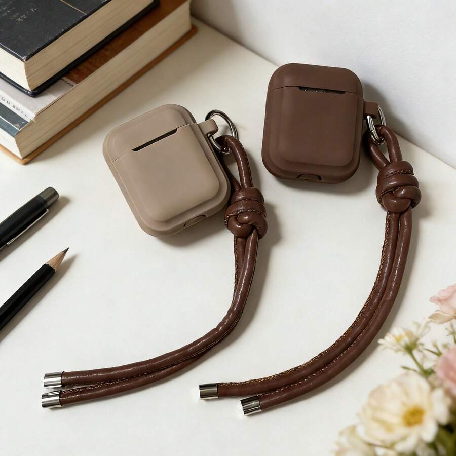 Warm-Toned Striped Silicone Protective Case Suitable Compatible With Apple Bluetooth Wireless Earphones, Anti-Scratch And Anti-Drop Cover - Multicolor - View 1