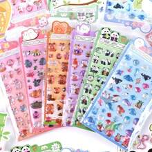3D Stereoscopic Panda, Rabbit & Ocean Life Stickers With Faux Gemstone Embellishments, Suitable For Phone Decoration And DIY Crafts - 彩色 - 查看 1