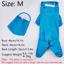 1pc Blue Large Dog Raincoat Poncho - Blue - View 15