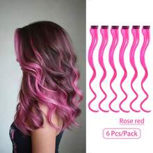 6 pièces Extensions de cheveux bouclés clip-in verts, 18 pouces de long, cheveux synthétiques colorés bouclés pour femmes. Convient pour se déguiser, les fêtes de mode, peut être utilisé comme cadeau pour les femmes, également applicable pour les festivals de musique, accessoire de cheveux pour la Coupe du monde - Multicolore - Voir 19