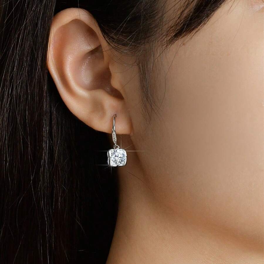 1 Set S925 Sterling Silver 1 Carat GRA Moissanite Hollow Heart Shaped Ring, Necklace, Earrings 3 PiecesJewelry Set, Women's Gift For Festival/Anniversary - Silver - View 1