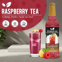 Syruvia Raspberry Tea Flavored Syrup - 25.4 Fl Oz Premium Flavoring Syrup - Kosher, Gluten Free, Perfect For Drinks, Soda, Shakes, Cocktails, Desserts And More. - 25.4 Fl Oz - View 2