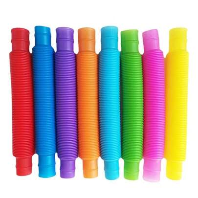 8PCS Tubo Telescópico Colorido Tubo Pop Tubo Estirado Tubo Corrugado Juguete de Alivio de Estrés para Niños y Adultos Juguetes Educativos Plegables