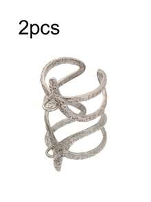 2个不锈钢几何宽环可调节开口环，适用于DIY戒指，带跳环底座，戒指包边篮式珠宝配件 - 戒指底座 - 查看 18