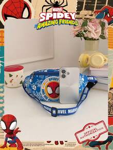 Marvel 1个漫威官方授权蜘蛛侠图案腰包，多功能斜挎包，男童休闲单肩包，轻便可调节肩带胸包，卡通零钱包，臀包，适合男孩、年轻粉丝、学生，完美适用于日常上学、户外玩耍、主题公园游玩、假期旅行、运动。 - 彩色 - 查看 5