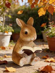 1pc Resin Rabbit Decoration, Creative Small Animal Garden & Yard Decor, Suitable For Garden, Grocery Store, Yard - A - View 5
