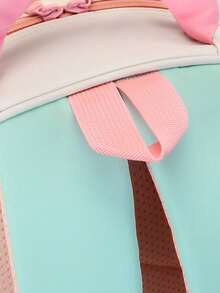 1pc Cartoon Bread Design Lightweight Nylon Backpack, Zipper Closure, Suitable For All Seasons - Pink - View 8