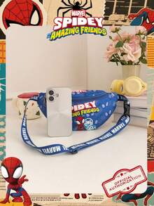 Marvel 1个漫威官方授权蜘蛛侠图案腰包，多功能斜挎包，男童休闲单肩包，轻便可调节肩带胸包，卡通零钱包，臀包，适合男孩、年轻粉丝、学生，完美适用于日常上学、户外玩耍、主题公园游玩、假期旅行、运动。 - 藍色 - 查看 5