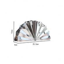 Denhuaki Acrylic Golden Fplding Fan Shape Chain Shoulder Crossbody Purse Clutch Bag Evening Clutch Bag Woman's Bag - 銀色 - 查看 2