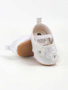 Infant Girls Mary Jane Flats - Infant Newborn Walking Shoes Soft Rubber Sole Princess Wedding - White - View 7