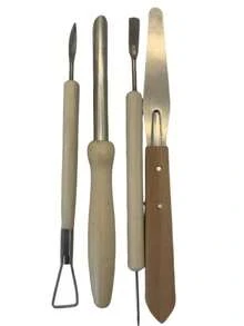 4 件装不锈钢圆形陶土孔切割器，木柄陶土工具，用于钻孔和雕塑，陶艺工具和用品 - 彩色 - 查看 10