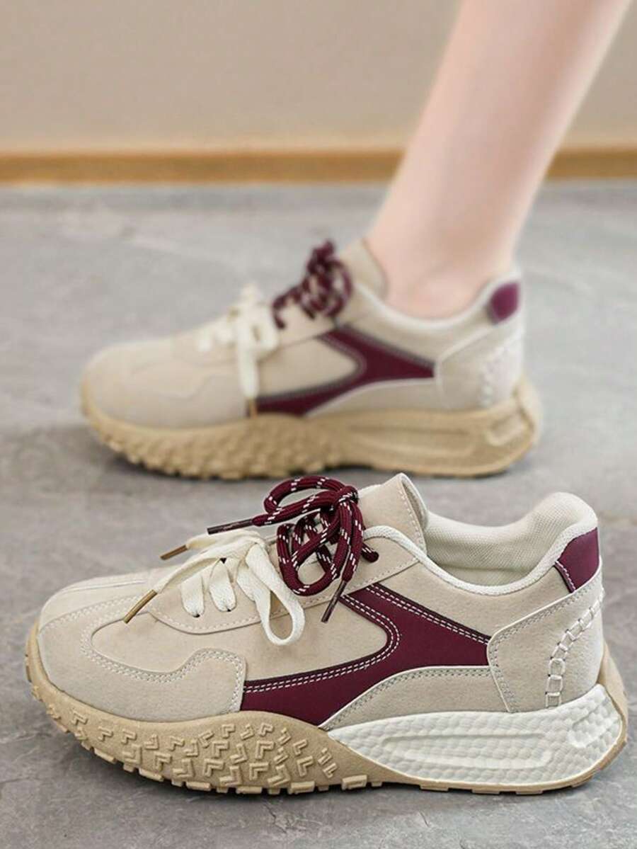 女士新款运动鞋，厚底校园风休闲鞋，2026春秋款，百搭运动休闲鞋，优雅女士运动鞋，厚底运动鞋，2026春季款 - 紅色 - 查看 1