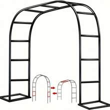 EZIFY 1 Pack Black Metal Garden Arch - Freestanding With Base, 2 Sizes For DIY Assembly, Perfect For Wedding Decoration & Climbing Plants - 黑色 - 附底座 - 查看 12