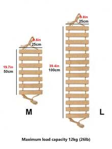 50cm/100cm Hanging Sisal Cat Climbing Ladder, Natural Pine Wood Sturdy Cat Wall Scratching Post For Play, Climb And Scratch, Max Load 12kg (26lb) - Apricot - View 4