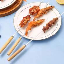 10支/20支装不锈钢烧烤签，多用途金属烤肉串签，带木柄不锈钢烧烤签，烧烤针杆，户外烹饪，烧烤用品 - 金屬木不銹鋼烤肉簽 - 查看 6