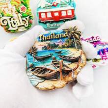 1/2pcs Resin Thailand Bangkok Pattaya Phuket Elephant, Grand Palace, Jade Buddha Temple Fridge Magnet, Tuk Tuk Car Landmark Souvenir, Meaningful Creative Gift Collection, Southeast Asia Thailand Trip Chiang Mai Hua Hin - Multicolor - View 3