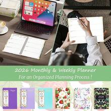 2026 Daily Weekly And Monthly Planner, Jan.2026 - Dec.2026, Hardcover Agenda Academic Planner Notebook Organizer With Month Tab, Inner Pocket 8.5'' X 6.2'', Strawberry - Strawberry - View 7