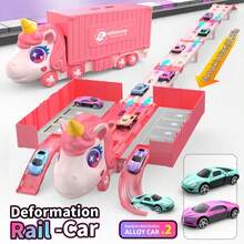 Unicorn Foldable Race Track Truck Toy Set - 2-Player Dual Launcher With Random ALLOY 2 Cars, 160cm Folding Track For Kids, Perfect New Year/Birthday Gift For Boys And Girls Ages 3+ - Multiple Styles - View 14