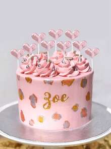 50pcs Rose Gold Heart Cake Toppers For Birthday Party - Rose Gold - View 2