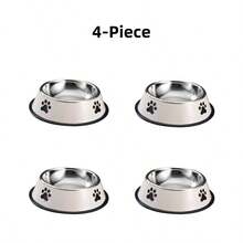 4 件套不锈钢宠物碗套装，米色/灰色，带爪印设计，不锈钢防滑狗碗，大容量喂食和水碗，中大型喂食碗，不锈钢狗碗，中大型狗碗，加厚宠物碗，防滑耐用，宠物用品。 - 彩色 - 查看 15