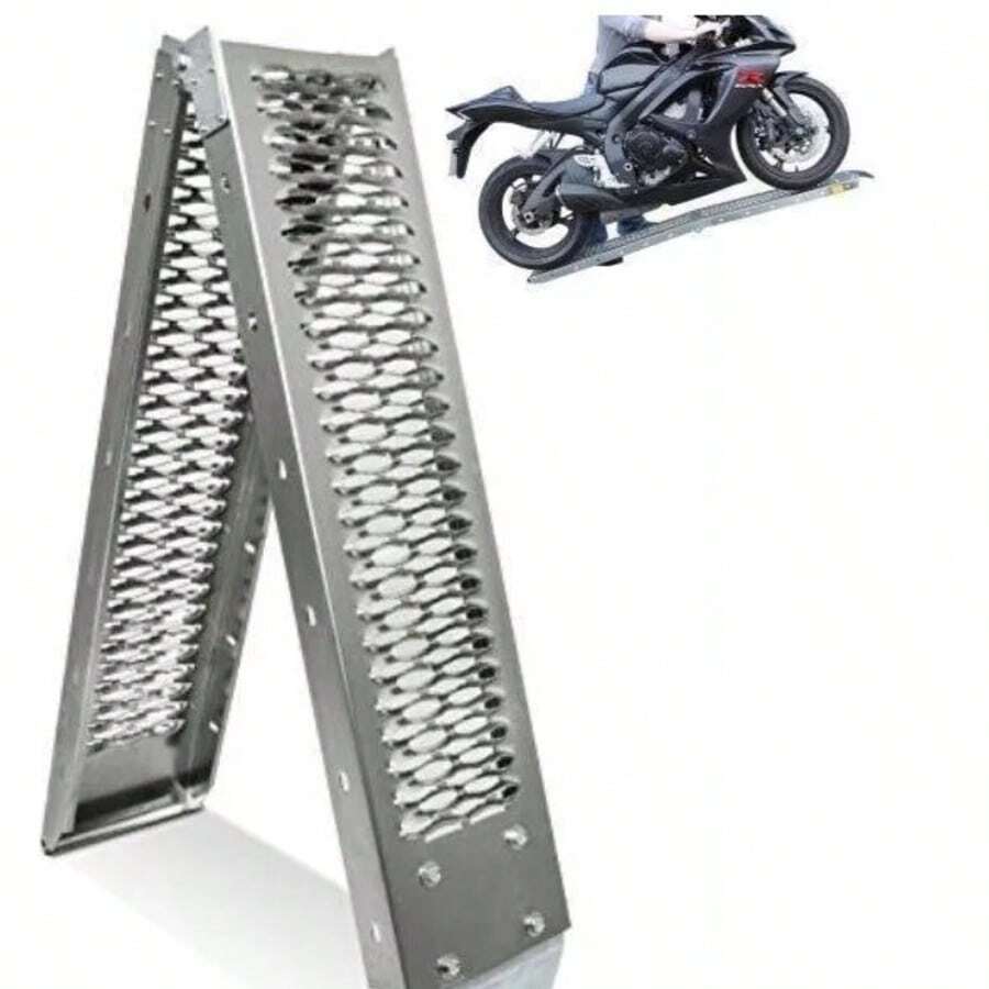 Rampa de Carga Plegable para 4x4, Motocicletas Todo Terreno, Camiones y ATVs - Rampa de Remolque Portátil para Trabajo Pesado con Mango en T y Gancho en U para Dirt Bikes, Cortadoras de Césped, Quitanieves y Más, Accesorio para Vehículos al Aire Libre | Equipo Todo Terreno Versátil | Estructura Metálica Duradera, Rampa para Camiones, Rampa para ATVs - A - Ver 1