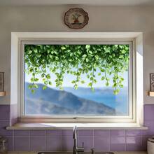 1/2pcs Reusable Green Vine Pattern Window Stickers, Double-Sided Static Cling PVC, Suitable For Glass Sliding Doors, Bedroom, Living Room And Home Decor - Window Stickers - View 4