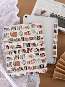 艺术书架插画手绘平板电脑保护套，适用于 10 代/11 代/10.2 英寸/10.5 英寸/Air4/Air5/10.9 英寸/Pro11/Air 11 英寸 (M2)-2024/Pro 11 英寸 (M4)-2024/Air 11 英寸 (M3) 2025/(A16) 11 英寸第 11 代 2025/Mini6/Mini7/Air1/Air2/9.7/Tab A8 10.5 英寸 2022，简约/创意/独特设计，内置笔槽，三折支架，磁吸式睡眠/唤醒功能。 - 彩色 - 查看 6