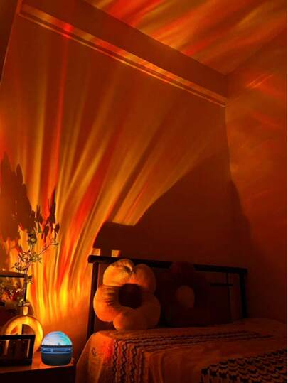 1pc 7-Color Northern Lights Projection Lamp, With Remote Control, USB Powered Northern Lights Mood Light, 7 RGB Colors, Suitable For Bedroom, Gaming Room, Living Room - Ideal Christmas Gift, Living Room Decor | Magical Atmosphere Lamp | Decorative Lamp, Starry Night Light