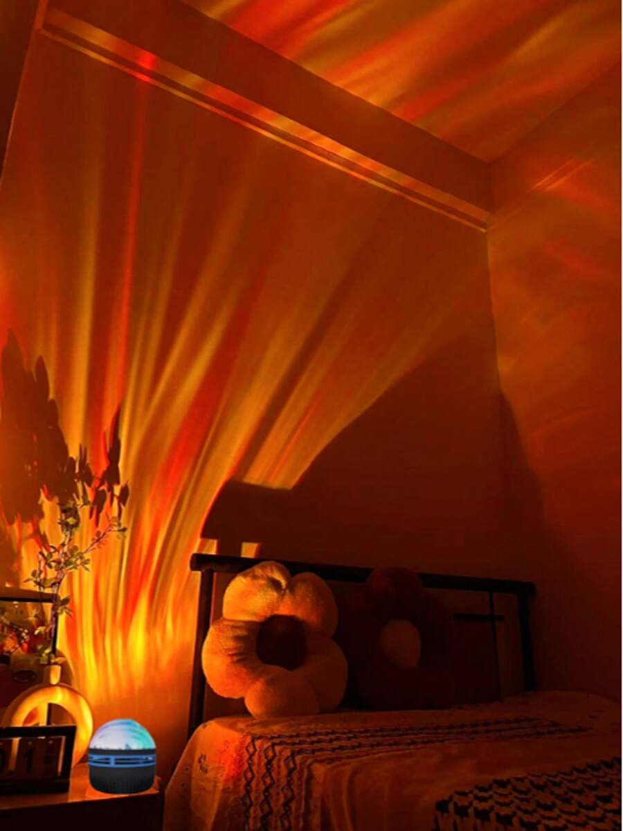 1 đèn chiếu cực quang 7 màu, có điều khiển từ xa, dùng nguồn USB, đèn tạo không khí cực quang, 7 màu RGB, thích hợp cho phòng ngủ, phòng chơi game, phòng khách - Món quà Giáng sinh lý tưởng, trang trí phòng khách | Đèn tạo không khí huyền ảo | Đèn trang trí, đèn ngủ sao trời - Nhiều màu - Xem 1