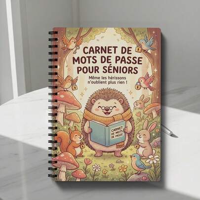 Organizador de contraseñas con cubierta en francés - Libreta de contraseñas con espiral, Administrador de contraseñas portátil para adultos y personas mayores para cuentas en línea, tarjetas de crédito, adecuado para el hogar, la oficina y los viajes
