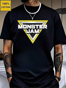 Monster Jam Printed TShirts Racing Sport ShortSleeved Tee 100% Cotton Spring Summer Graphic T Shirts Fashion Men'S Top A Great Valentine's Day Gift Valentine Outfits For Men Mardi Gras Gift Casual Tee - màu đen - Xem 8