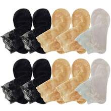 女士夏季透气弹力薄款树叶船袜薄款透明蕾丝隐形袜 - 彩色 - 查看 9