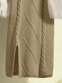 女士优雅针织无袖上衣+半裙两件套，休闲通勤办公日常度假海滩装，春夏款 - 彩色 - 查看 4