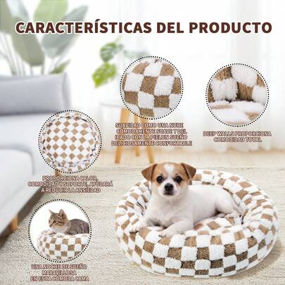 TendenciaCamas Perros Gatos Dakuly 50cm Marrón Lavable AntiestresCalidad premium