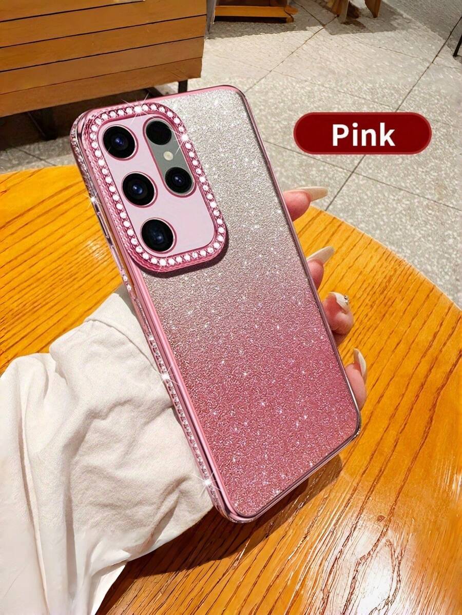 粉色奢华手机壳，镶嵌闪亮钻石，渐变设计，兼容 13/A14 4G/A14 5G/A15/A52/A52s 5G/A53 5G/A54 5G/A55 5G/S23/S23+/S23 Ultra/S23 FE/S24/S24 Plus/S24 Ultra - 粉色 - 查看 1
