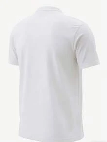 男士休闲亨利领短袖T恤，度假风 - 白色 - 查看 3