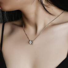 1 Set S925 Sterling Silver 1 Carat GRA Moissanite Hollow Heart Shaped Ring, Necklace, Earrings 3 PiecesJewelry Set, Women's Gift For Festival/Anniversary - Silver - View 3