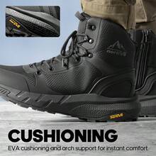 Men's 8-9 Inch Tactical Boots - Lightweight Military Combat Hiking & Motorcycle Work Boots With Side Zipper, All-Day Comfort - 黑色 - 查看 3
