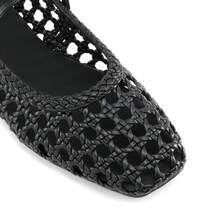 Women Woven Ballet Flats Squared Toe Mary Jane Flats With Adjustable Buckle Strap Comfortable Spring & Summer Flat Sandals - Black - View 9