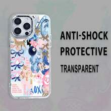 Estuche para teléfono con estampado de flores y pajaritas de flamencos Compatible con fundas de teléfonos ,  17,  16 Pro Max,  15 Pro Max,  13 y  12 A prueba de golpes, agua y rayones Un gran regalo para familiares, amigos, amantes, novios/novias y el Día de San Valentín - transparente - Ver 1