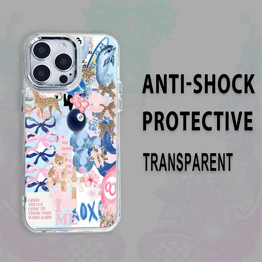 Estuche para teléfono con estampado de flores y pajaritas de flamencos Compatible con fundas de teléfonos , 17, 16 Pro Max, 15 Pro Max, 13 y 12 A prueba de golpes, agua y rayones Un gran regalo para familiares, amigos, amantes, novios/novias y el Día de San Valentín - transparente - Ver 1