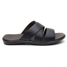Men's Genuine Leather Sandal/Flip-Flop 5040CR - Black - View 1