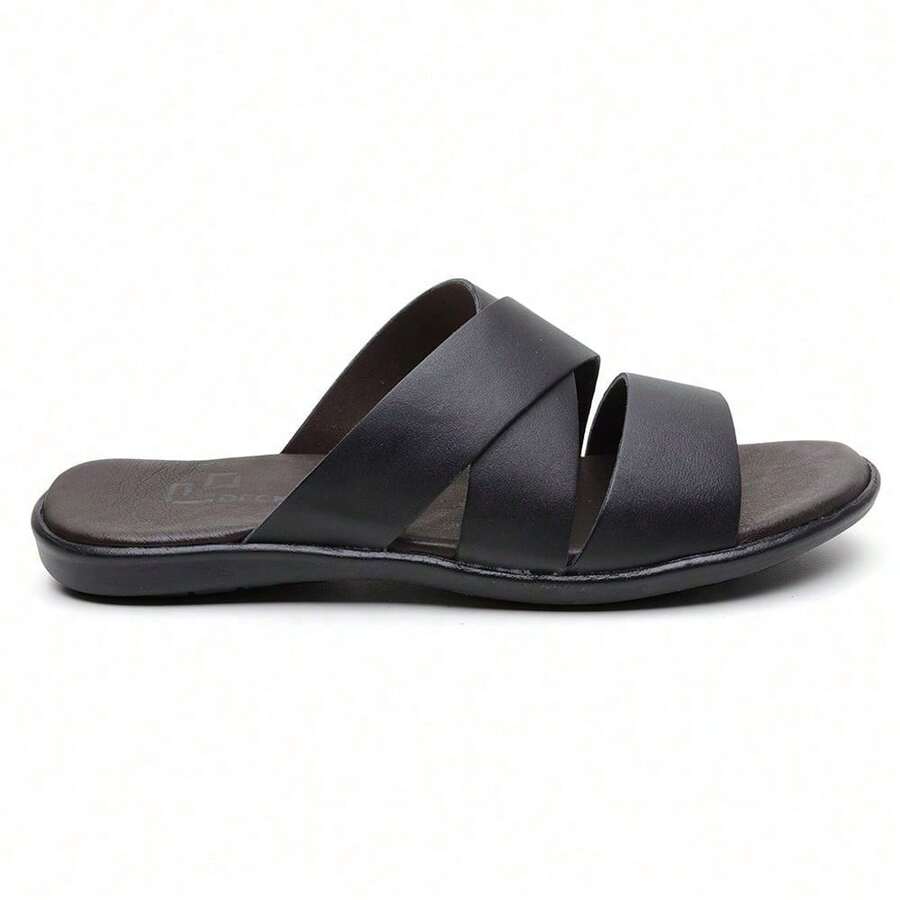 Men's Genuine Leather Sandal/Flip-Flop 5040CR - Black - View 1