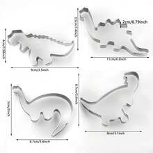 Molde para galletas con forma de dinosaurio, molde de galletas de dinosaurio de metal de acero inoxidable divertido, molde para panqueques con forma de dinosaurio para niños, regalos para el Día de la Madre, artículos para mamá, suministros de repostería - Plateado - Ver 6