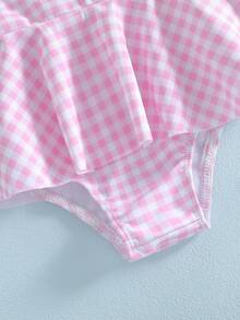 Traje de baño de rayas para niña pequeña, bonito traje de baño sin mangas con estampado de velero de verano - Rosa - Ver 4