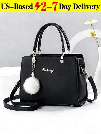 Bag Stylish Top Handle Satchel Shoulder Bags Totes Ladies Designer Top Handle  Satchel Women's Pu Crossbody Bag With Decorative Balls For Teen Girls, Women, College Students, Rookies & White-Collar Workers. Perfect For Office, Work, Business, Commute. Best Work Bag For Women., Retro Inspired Bag