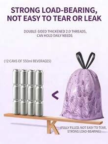 Lavender Scented Tear-Free Trash Bags, Thick Household Garbage Bags With Drawstring, Extra Large Leak-Proof Plastic Trash Bags For Kitchen, Bathroom, Bedroom, Living Room And Outdoor Use - Easy To Carry - Lavender Version - View 6
