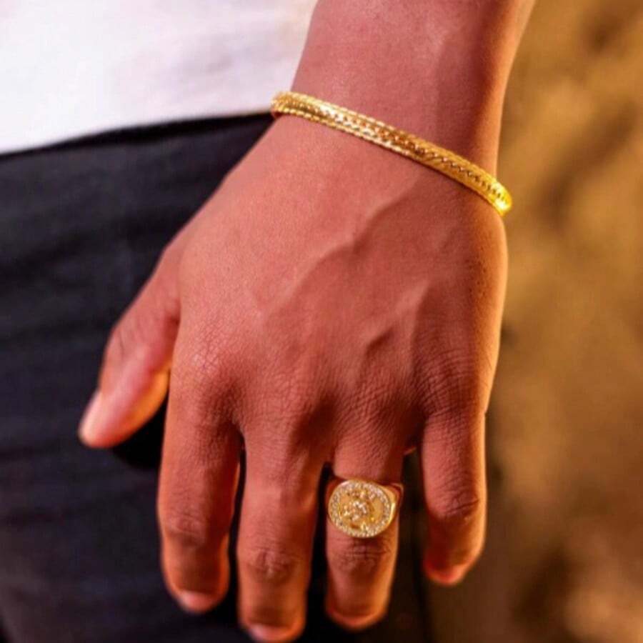 Pulseira Cubana 6mm - Banho Ouro 24k - Dourado - Visão 1